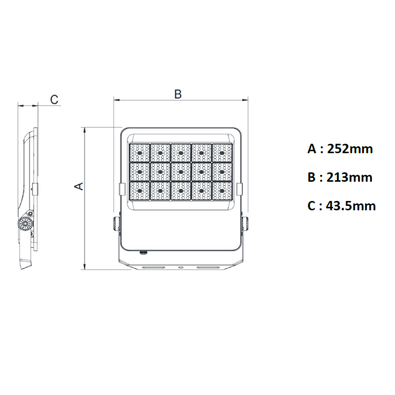 Projecteur LED 50W LT-004366 IP66 dimension