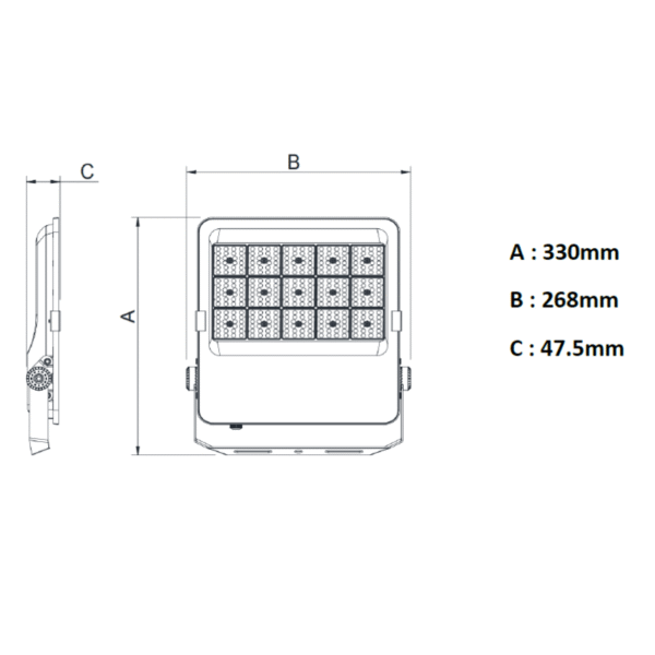 SPOT LED 100W IP66 LT-004367 dimension